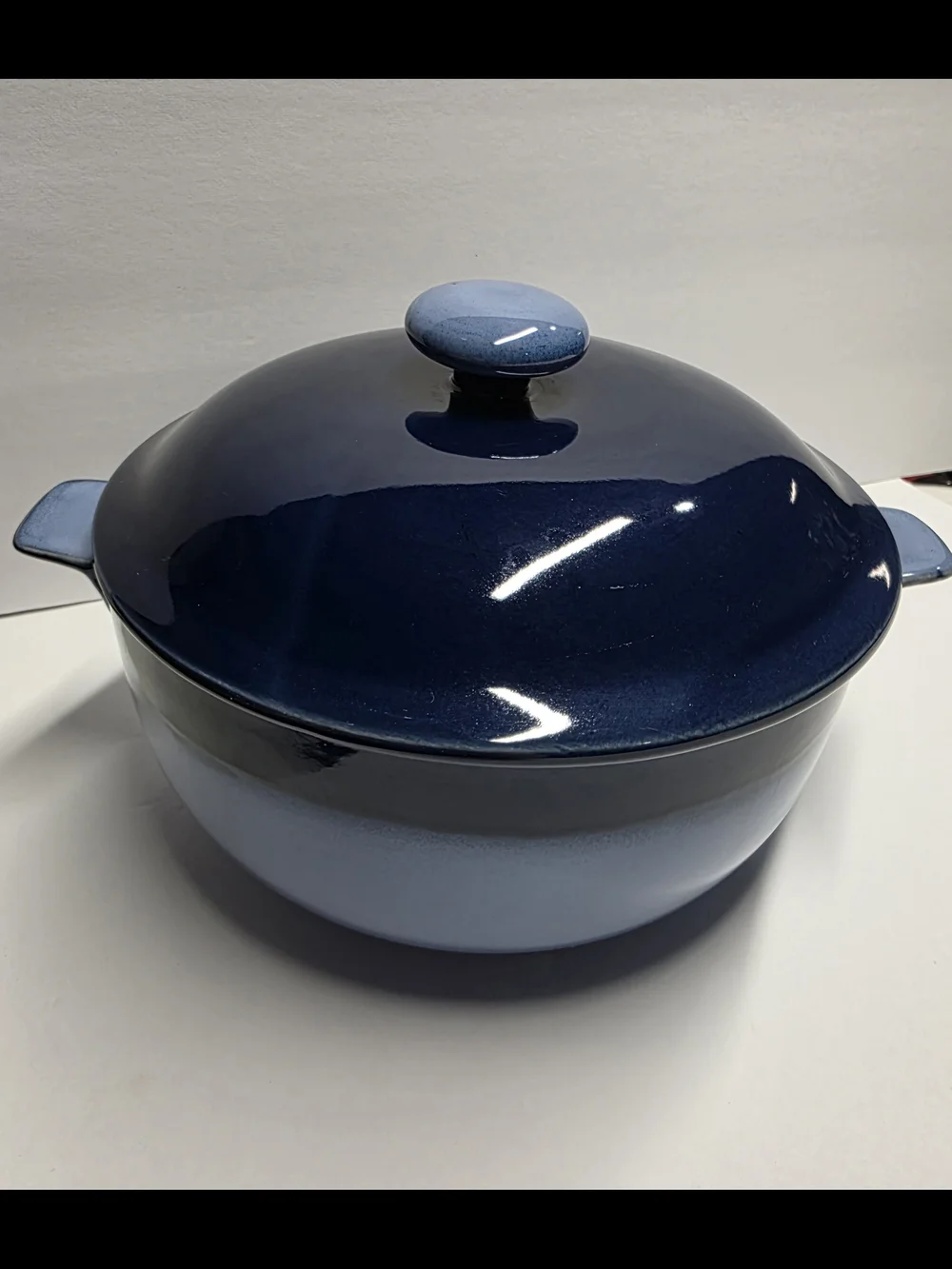 Vintage Sango Nova Blue Stoneware Round Covered Casserole Dish 2.5-3 Qt